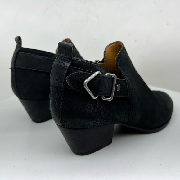 Franco Sarto Heeled Moto Boots Ankle Booties Black Leather Boho Western Fall - Picture 9 of 15